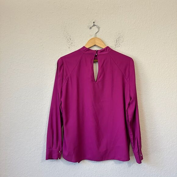 NWT PARKER Ciani Cascading Ruffle L/S Blouse Keyhole in Deep Plum - Picture 8 of 15
